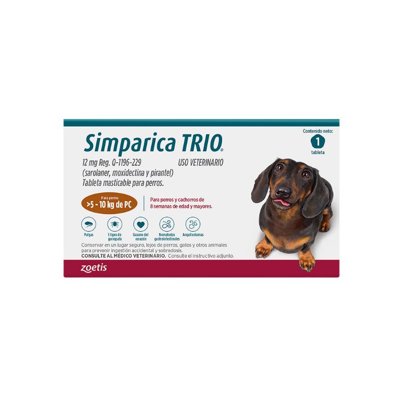 SIMPARICA TRIO 12MG CARAMELO 5.1-10KG CAJA 1 TAB.